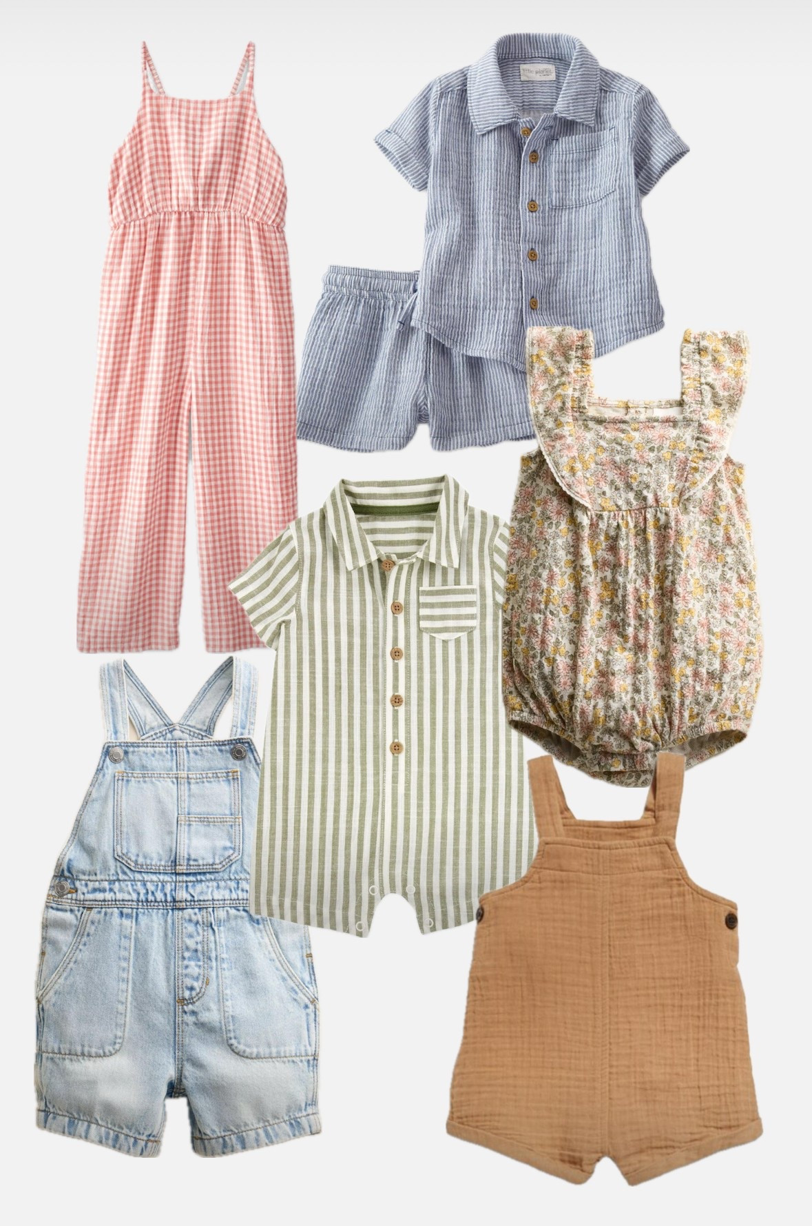 Use these adorable kid, toddler and baby outfits to plan your outfits for family photos. Pair with neutrals and you’re set! Dresses, rompers and sets.