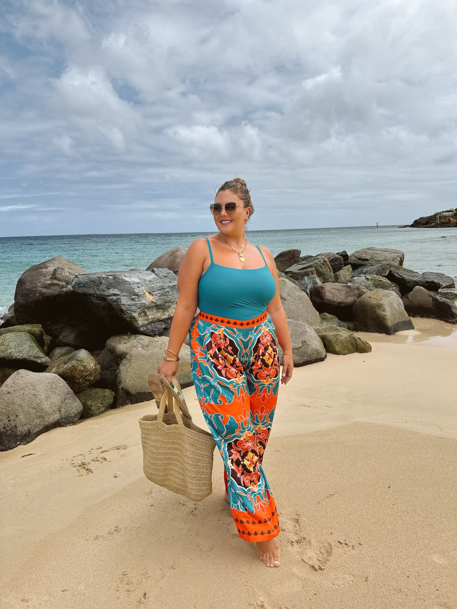 Beach outfit 🏖️☀️ wearing size 16 in swimsuit & 18 in pants. Use CARALYN at Cakes Body. 

#LTKMidsize #LTKSwim #LTKTravel