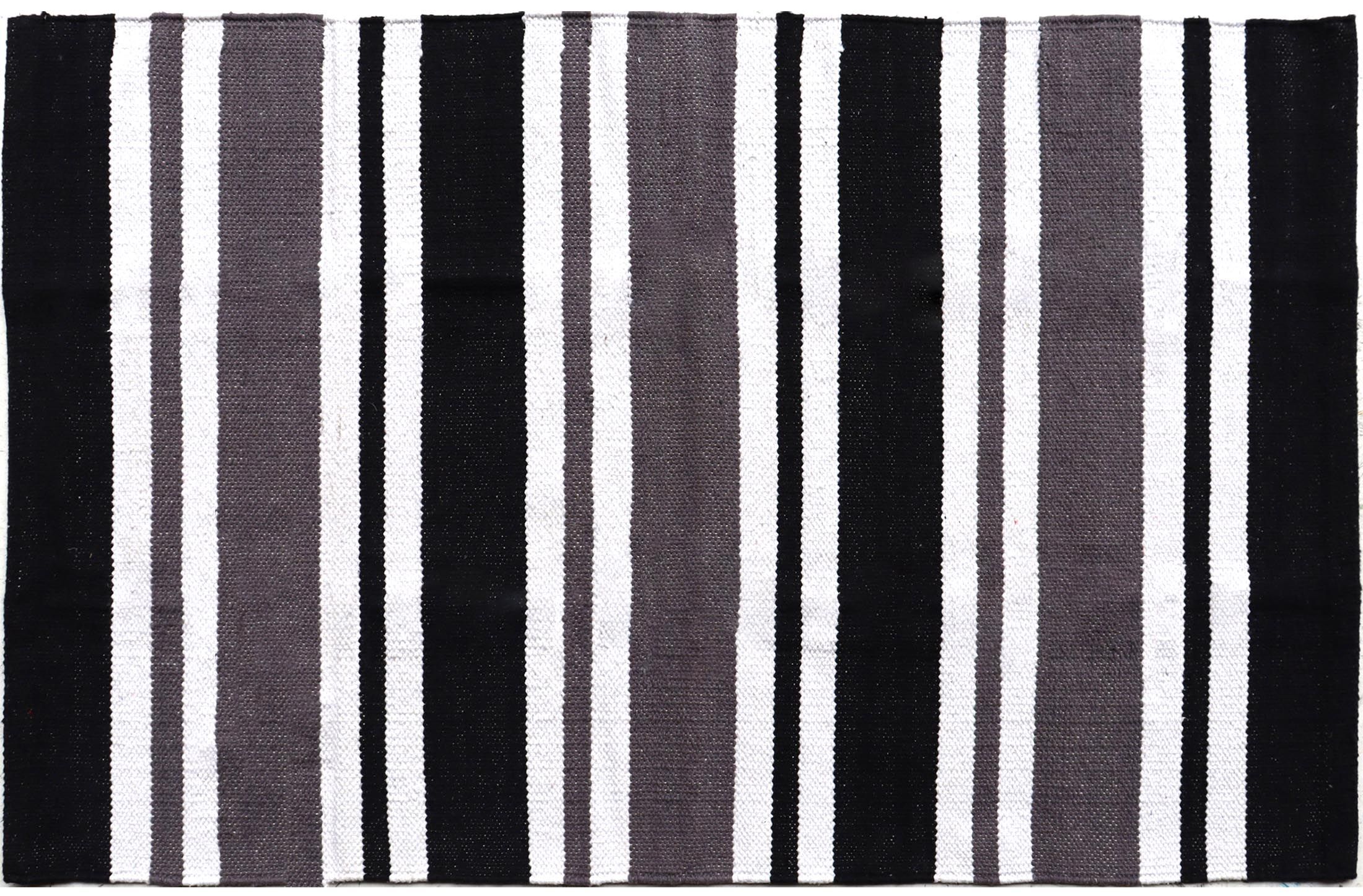 Halloween Stripe Black & White Outdoor Entryway Cotton Mat, 26 in x 38 in, by Way To Celebrate - ... | Walmart (US)