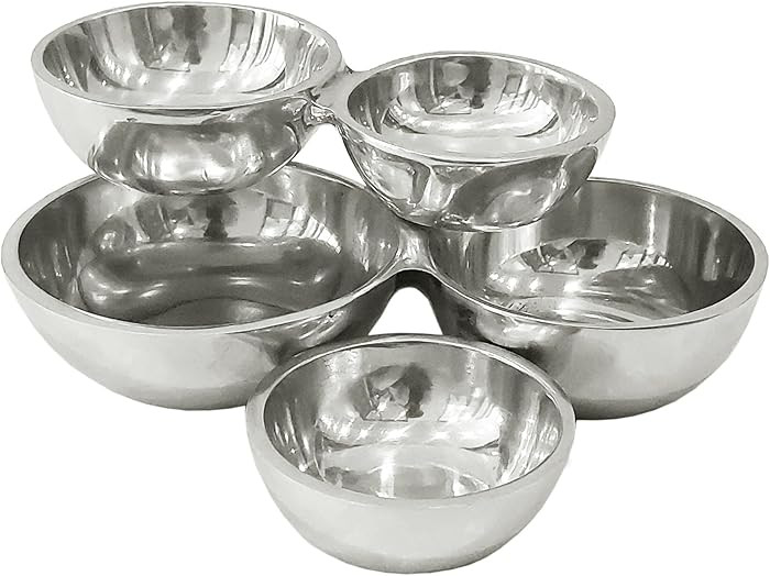 5-Bowl Cluster - 8 x 2.5 Inch Silver Tone Aluminum Decorative Serving Dish | Amazon (US)