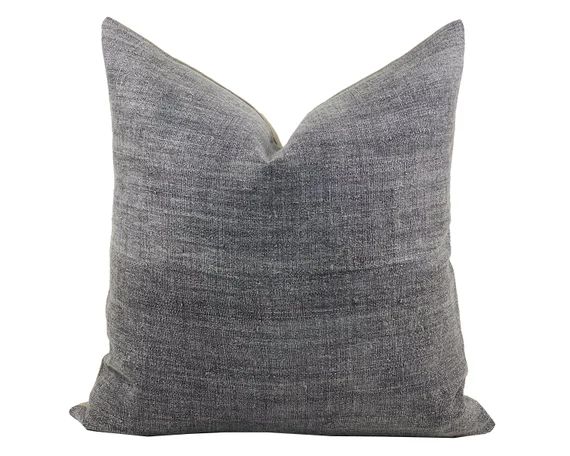 ARLO | Slate Grey Hemp Pillow Cover, Vintage Pillow, Farmhouse Pillow, Grey Pillow, Hmong Pillow,... | Etsy (US)