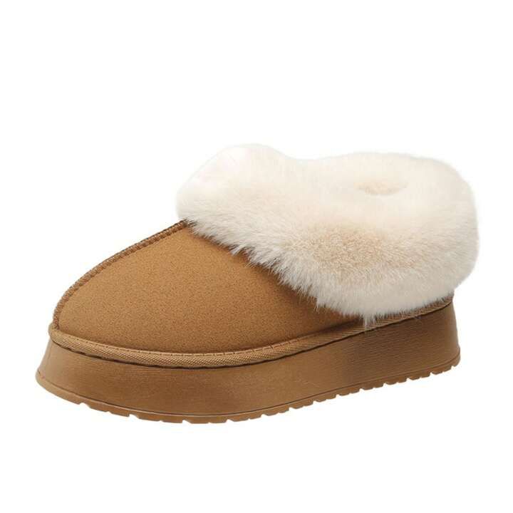 Women's Suede Shearling Ankle Moccasin Bootie Slippers Indoor Warm Snow Boots | SHEIN