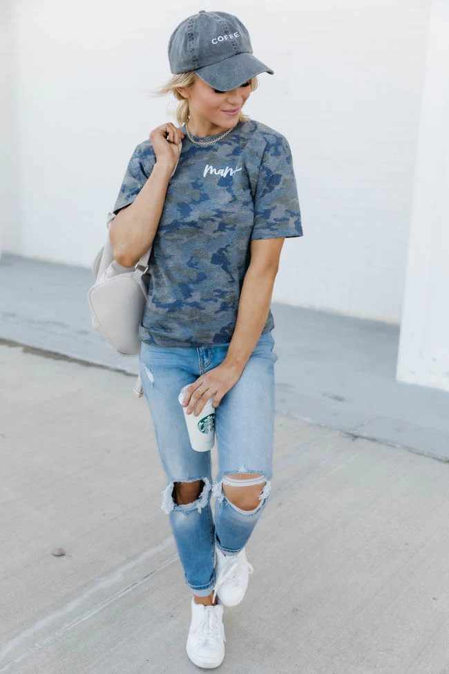 Mama Script Camo Graphic Tee | The Pink Lily Boutique