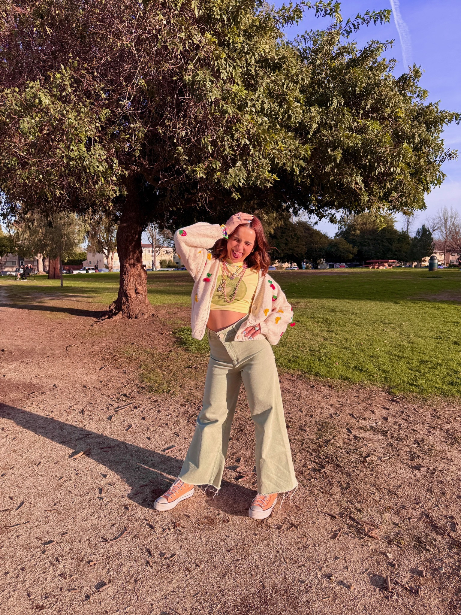 Fruit cardigan 🍓🍋🍊🥝🫐 

 Spring fashion, girly style, outfit inspo, cardigan, wide leg jeans, preppy outfit, girls outfit for school, preppy girl outfit

#LTKStyleTip #LTKSeasonal