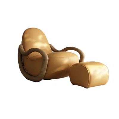 Curved Backrest Rocking Chair With Ottoman Solid Wood Rocking Chair | Wayfair North America