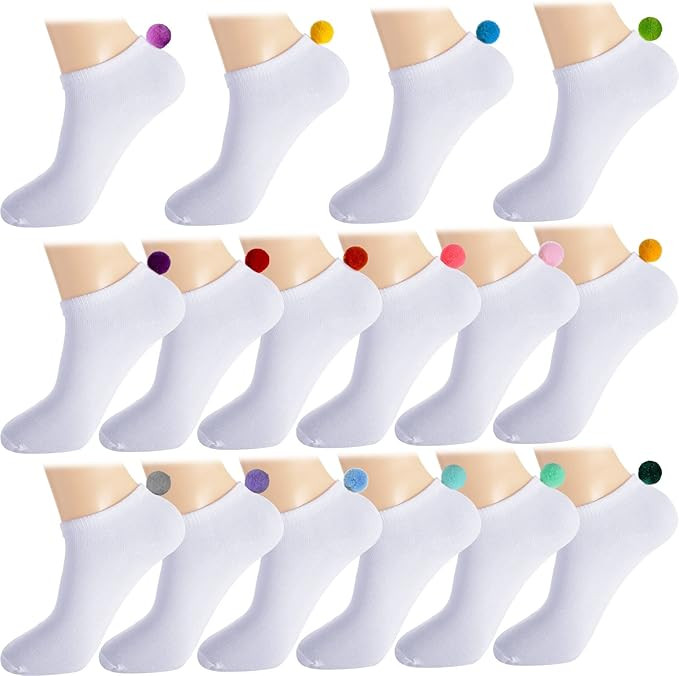 SATINIOR 16 Pairs Women Pom Pom Socks with Balls on The Back Ankle Lowcut Seamless Socks Seamless... | Amazon (US)
