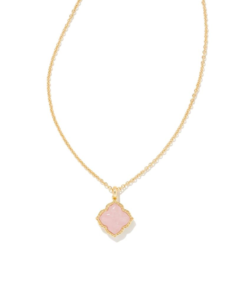 Mallory Gold Pendant Necklace in Rose Quartz | Kendra Scott