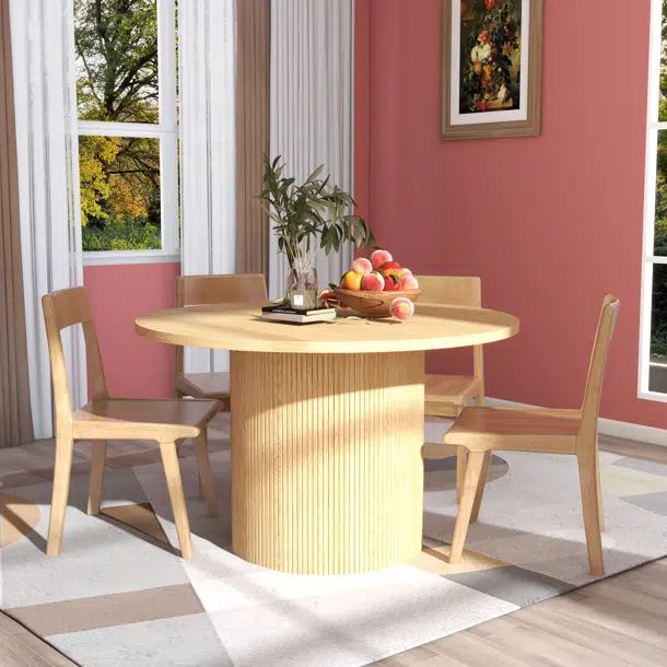 Serwon 47.2'' Solid Wood Round Pedestal Dining Table | Wayfair North America