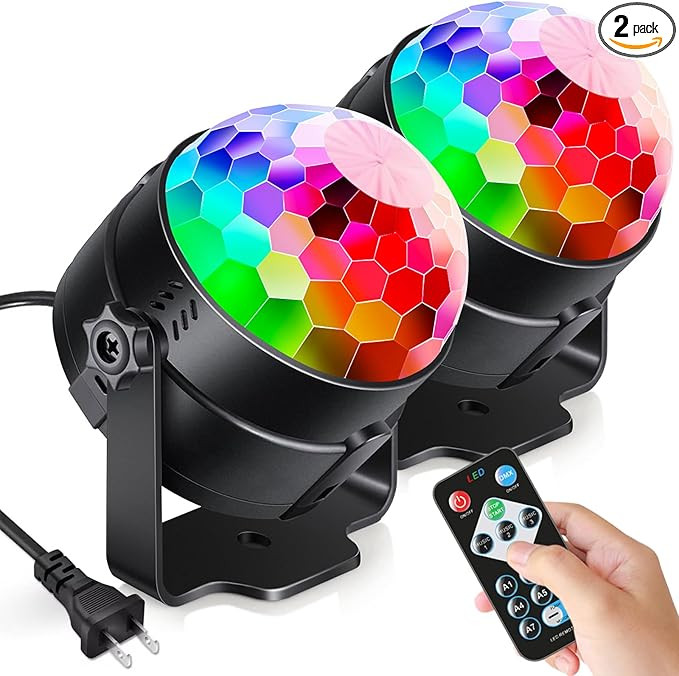 Luditek 2-Pack Sound Activated Party Lights with Remote Control, Disco Ball Light, DJ Strobe Lamp... | Amazon (US)
