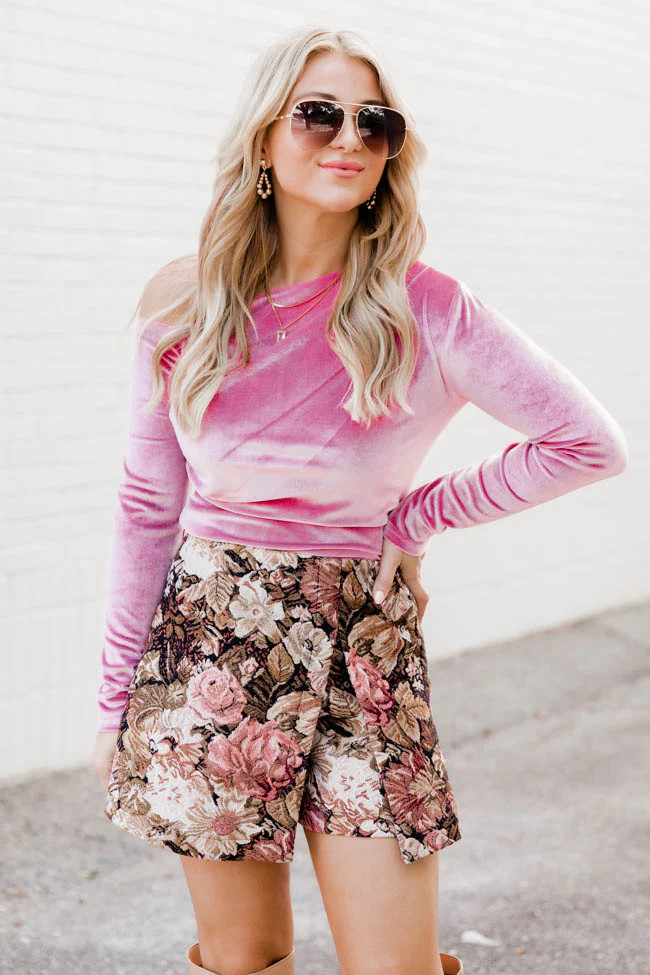 Head Over Heels Pink Velvet Off The Shoulder Blouse FINAL SALE | Pink Lily