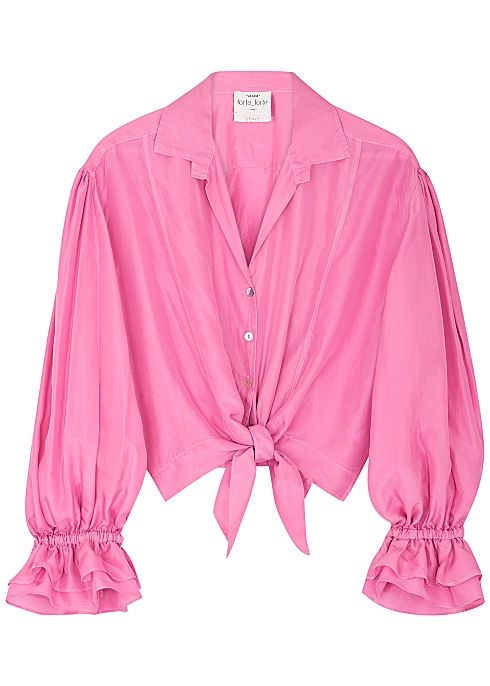 Pink cropped silk-satin shirt | Harvey Nichols (Global)