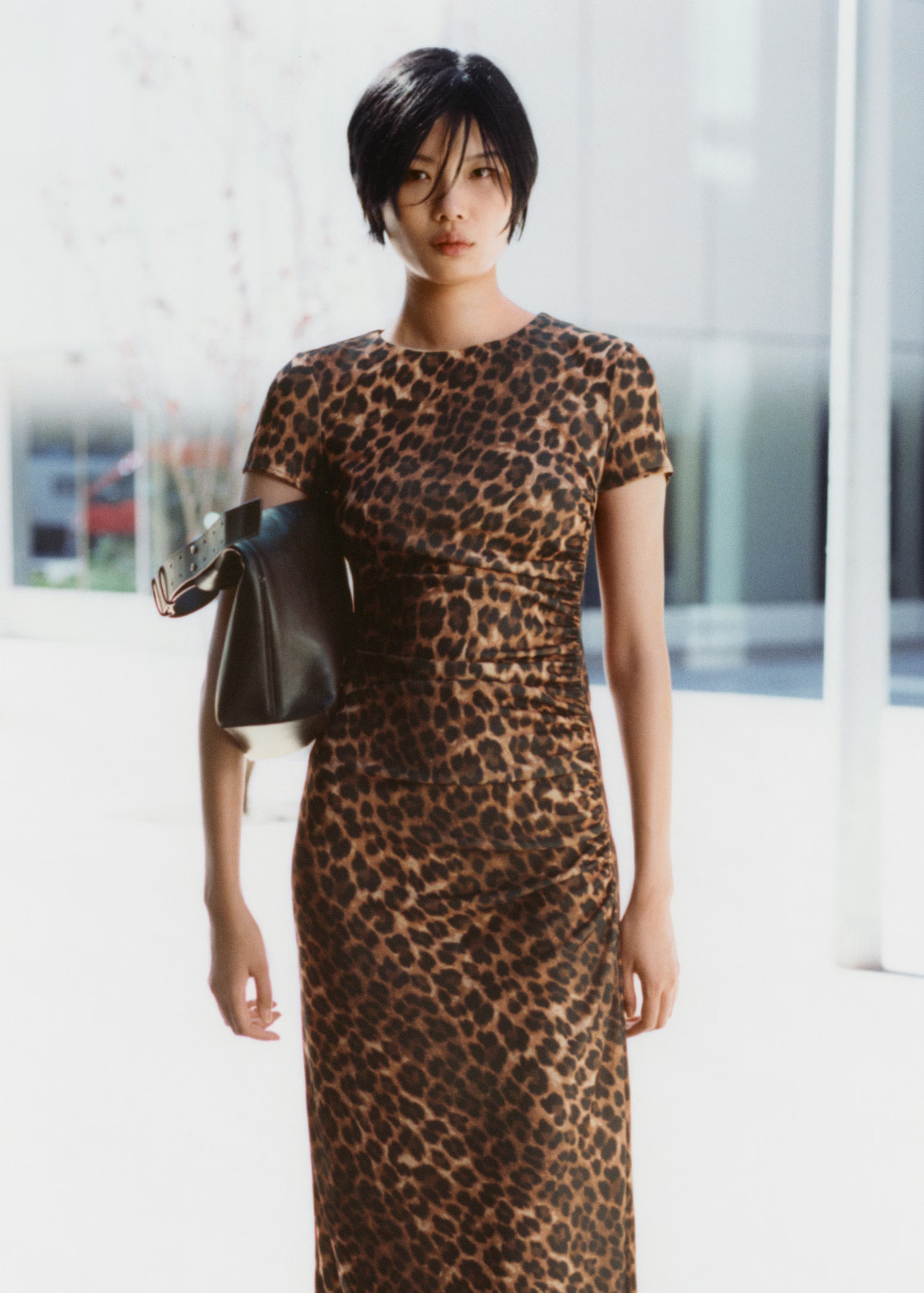 Leopard-print dress with ruffled details - Women | MANGO USA | MANGO (US)
