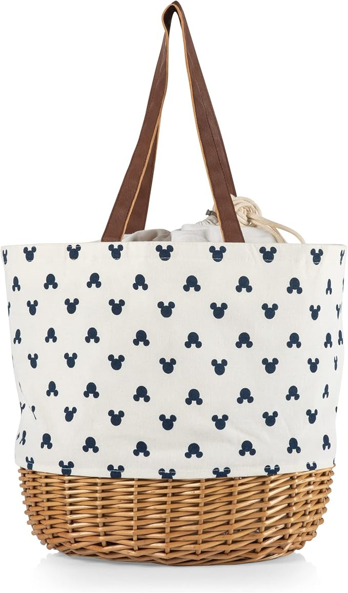 PICNIC TIME - Disney Classic Mickey Silhouette Coronado Canvas and Willow Basket Tote - Picnic Ba... | Amazon (US)