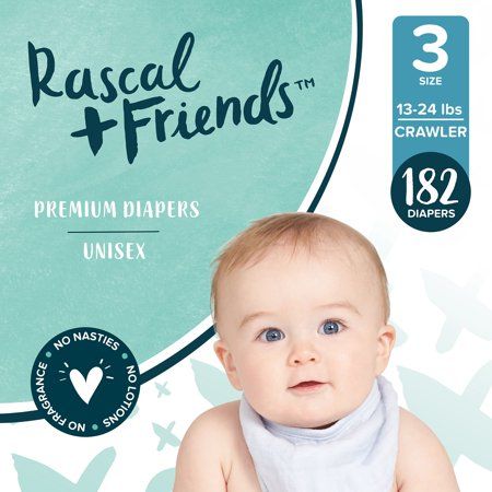 Rascal + Friends Premium Diapers, Size 3, 182 Count | Walmart (US)