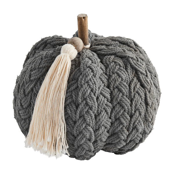 Gray Braided Rope Pumpkin | Mud Pie