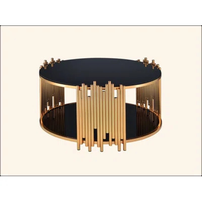 Black Glass & Gold Finish Coffee Table | Wayfair North America