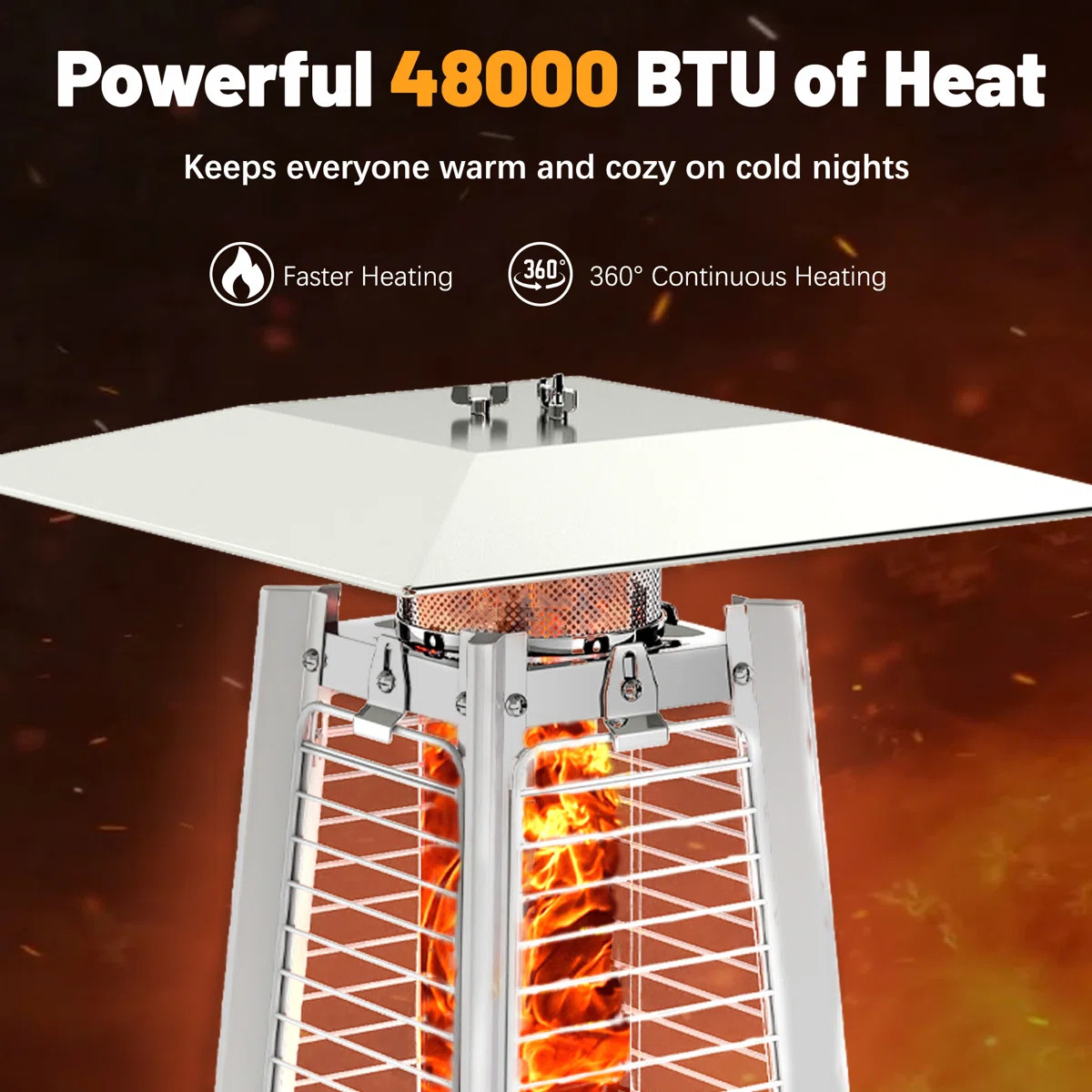 48,000 BTU Propane Standing Patio Heater with Wheels and Small Table Top Pyramid Outdoor Patio He... | Wayfair North America