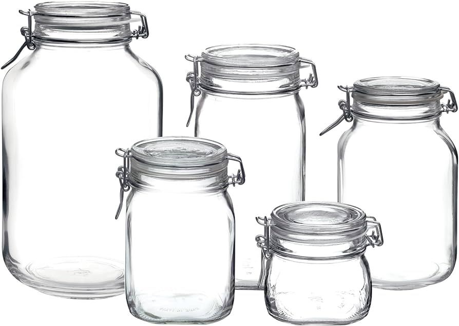 Bormioli Rocco Fido Clear Glass 5 Piece Canning Jar Set | Amazon (US)