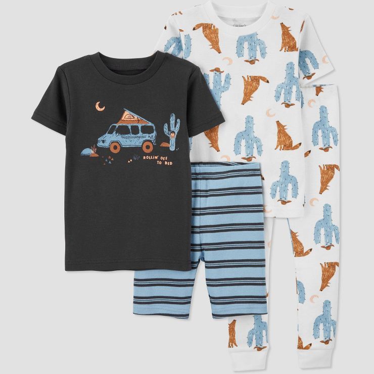 Carter's Just One You®️ Toddler Boys' 4pc Camping Coyote Snug Fit Pajama Set - Green | Target