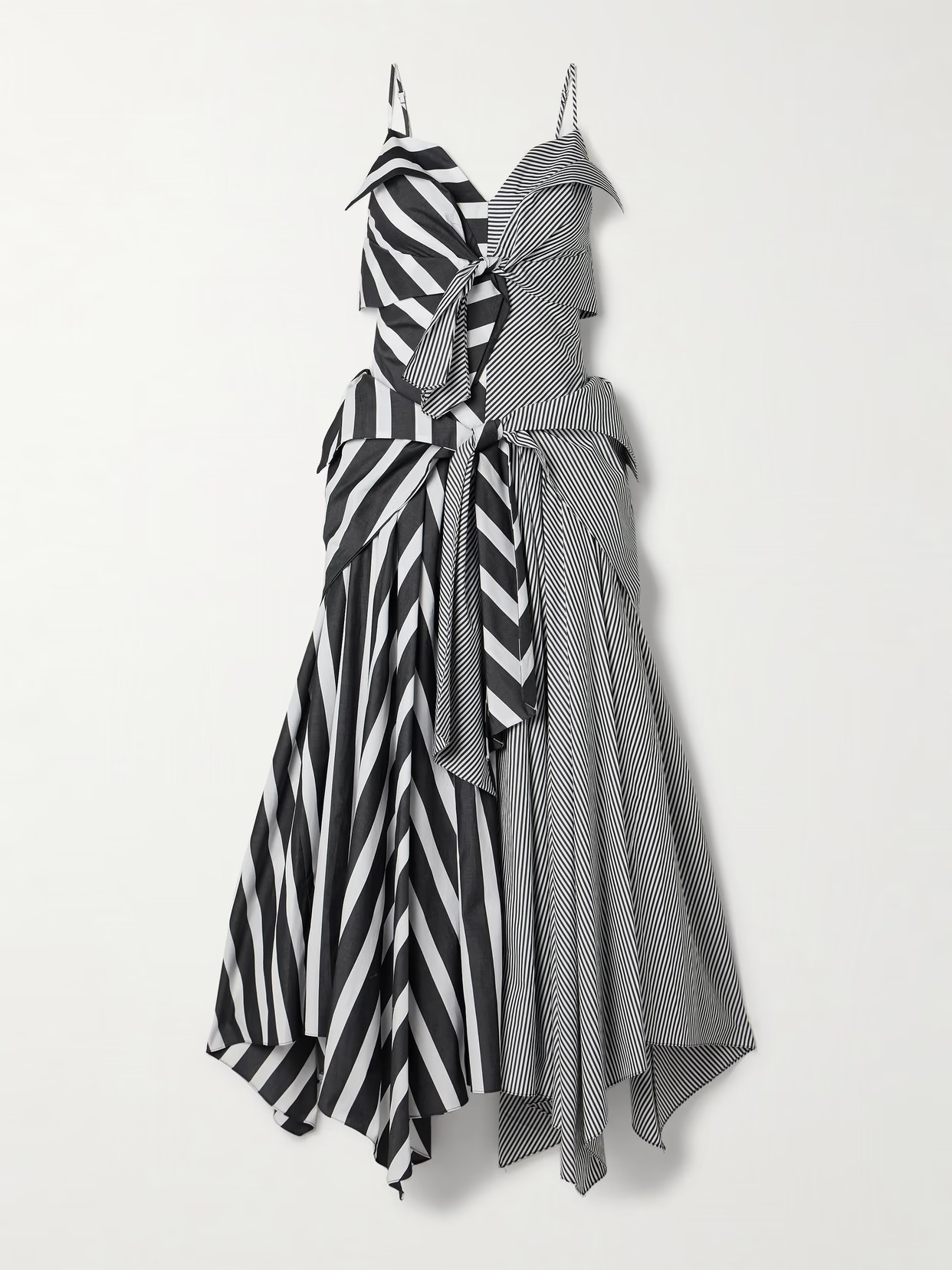 Christopher John Rogers - Asymmetric Tie-front Striped Cotton-poplin Maxi Dress - Multi | NET-A-PORTER (US)