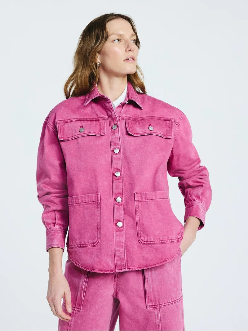 Scoop Women’s and Women’s Plus Oversized Cotton Denim Shacket, Midweight, Sizes XS-4X | Walmart (US)