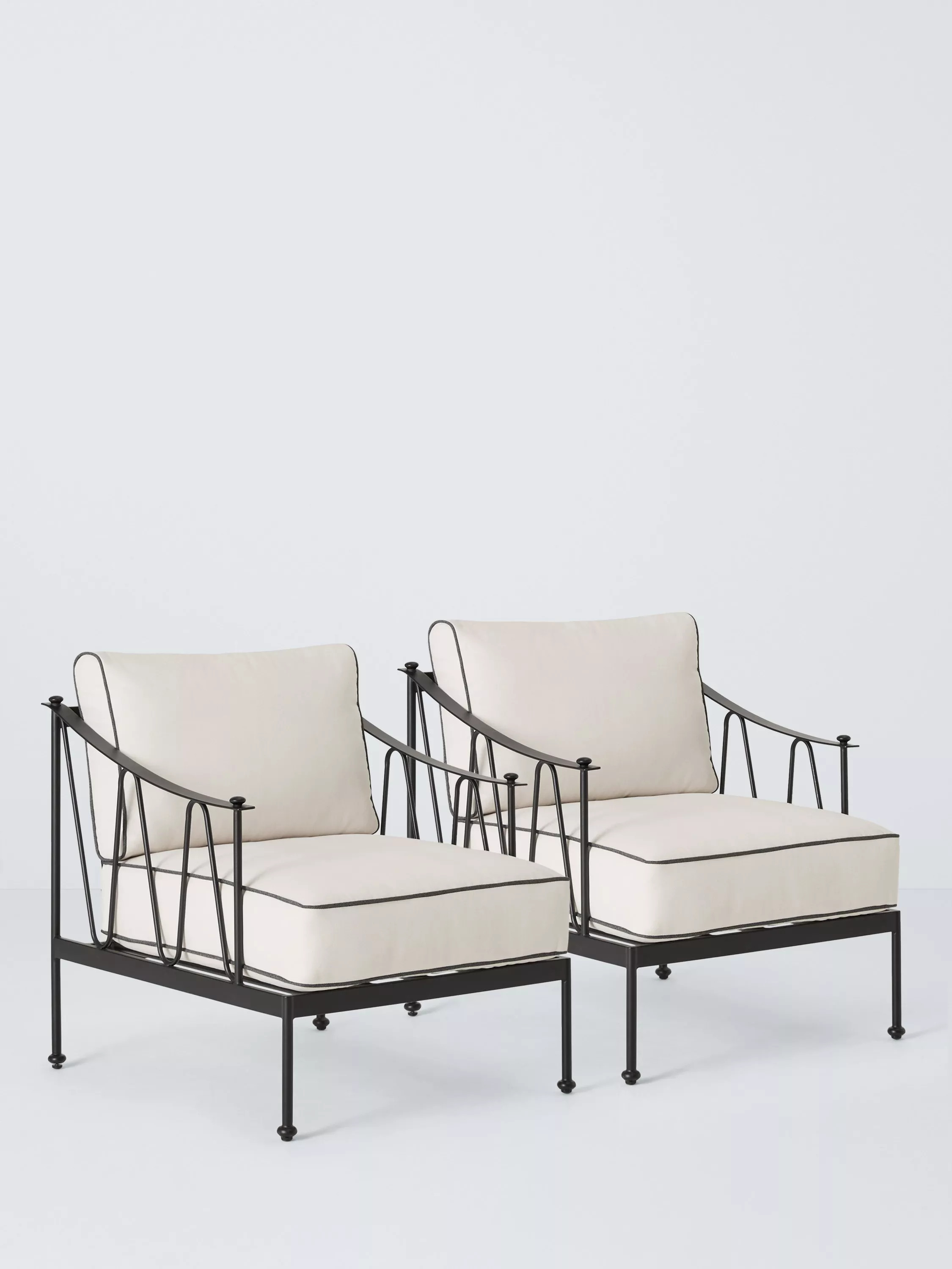 John Lewis Solara Metal Garden Lounge Chair, Set of 2, Black | John Lewis (UK)