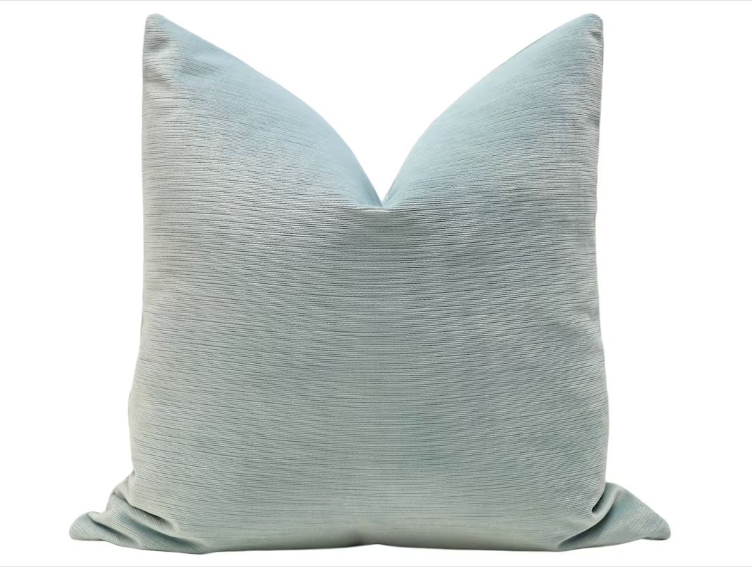 Strie Velvet // Spa Blue Pillow COVER ONLY | spa blue velvet pillow | striation velvet pillow | t... | Etsy (US)