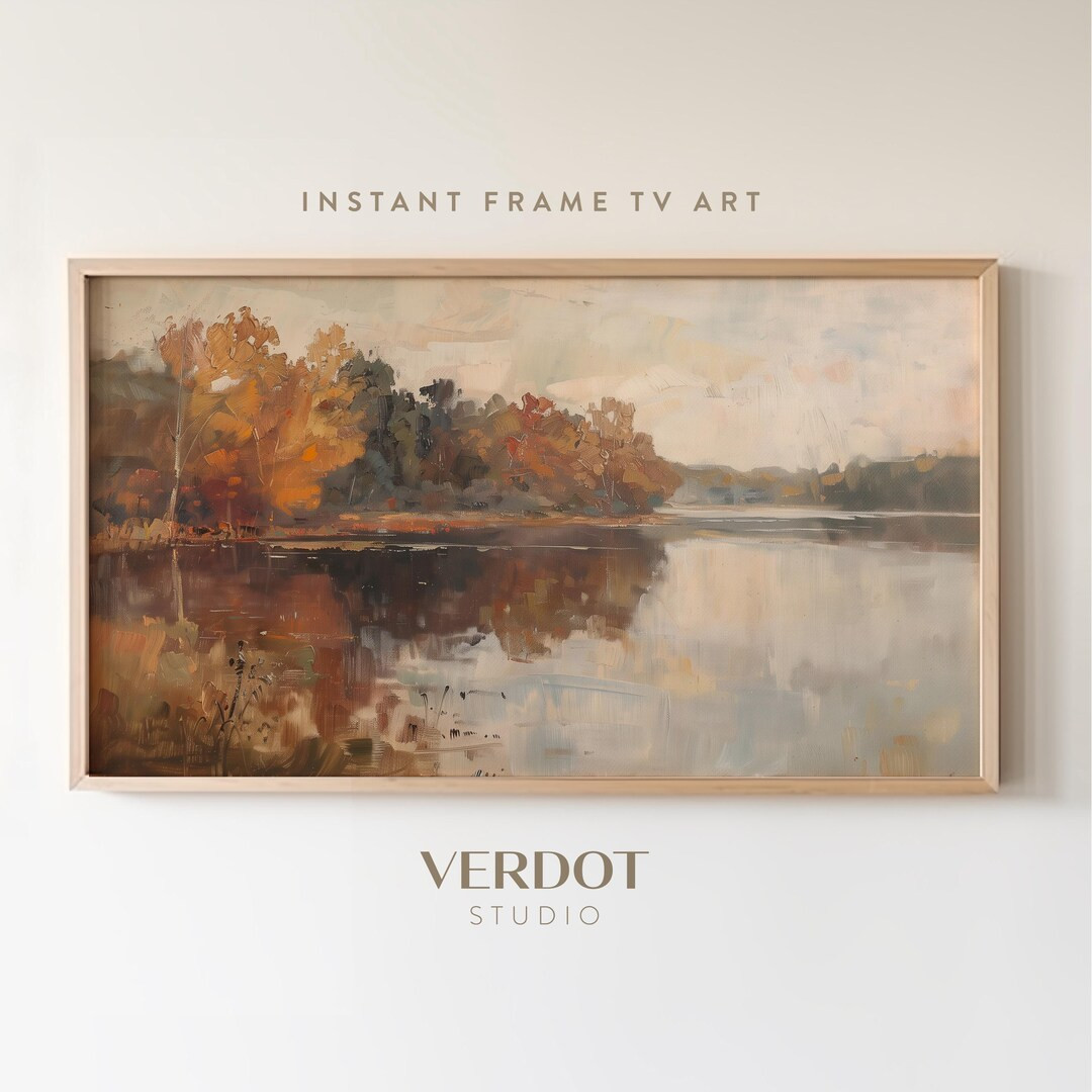 Fall Lake Frame TV Art, Fall Decor Screensaver, Autumn Landscape Country Cottage Digital Download... | Etsy (US)