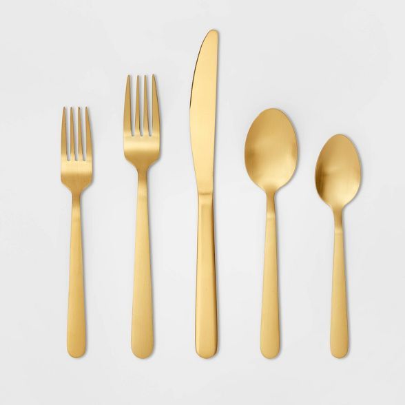 20pc Stainless Steel Silverware Set Gold - Threshold&#8482; | Target