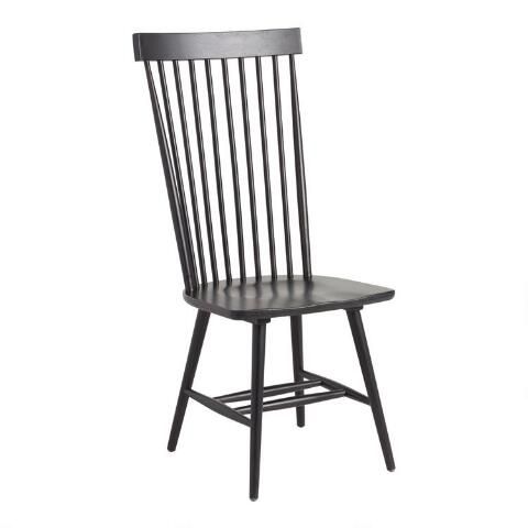 Black Wood Kamron High Back Windsor Chairs Set of 2 | World Market