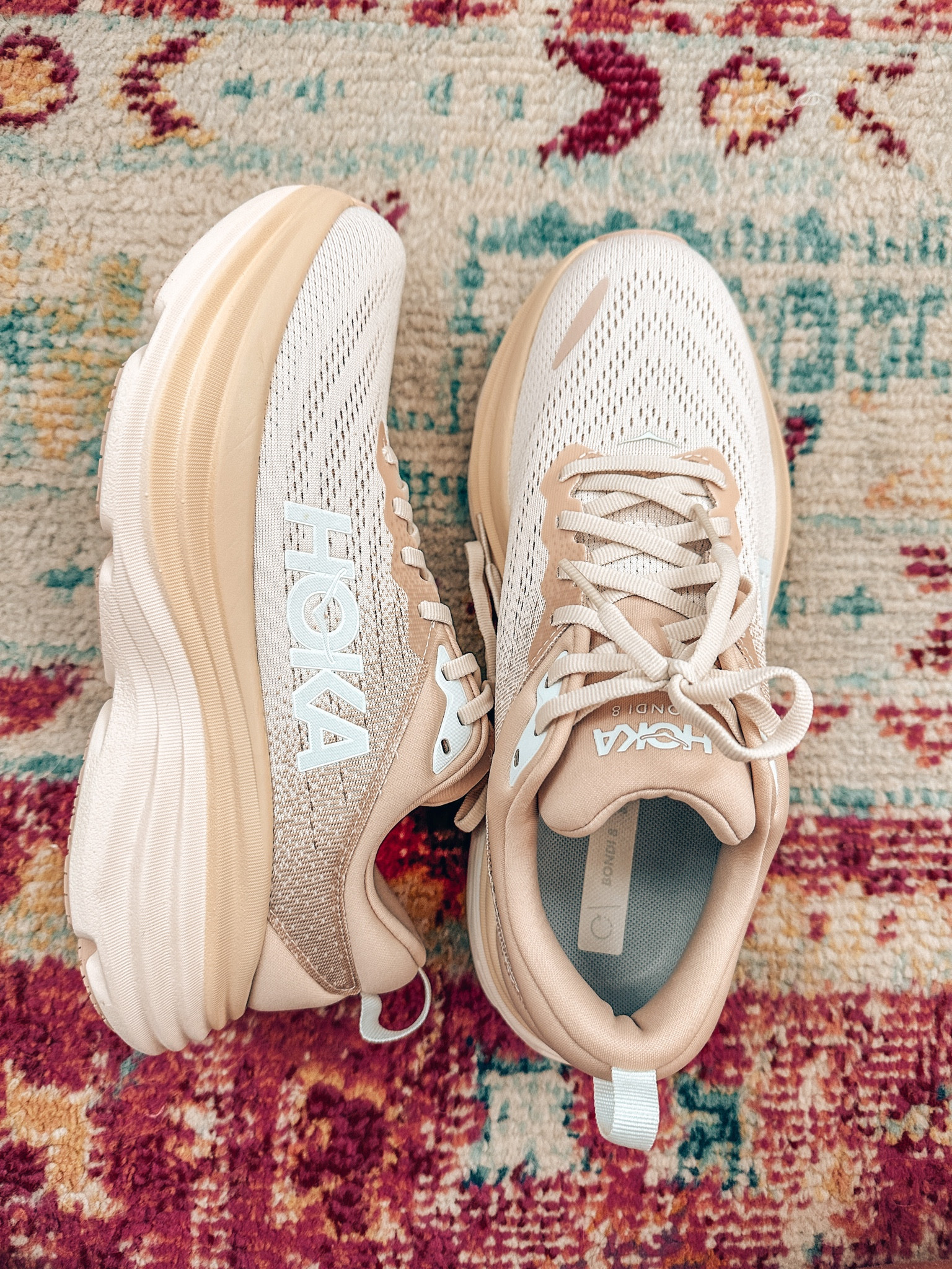 I’m officially a Hoka girl now! LOVING these new Hoka Bondi 8 I just picked up. Besides the comfort, the soles + beautiful sand eggnog color is what sold it for me 😍

Workout sneakers, workout shoes, athletic shoes, athletic sneakers, gym shoes, gym sneakers 

#LTKFind #LTKshoecrush #LTKfitness