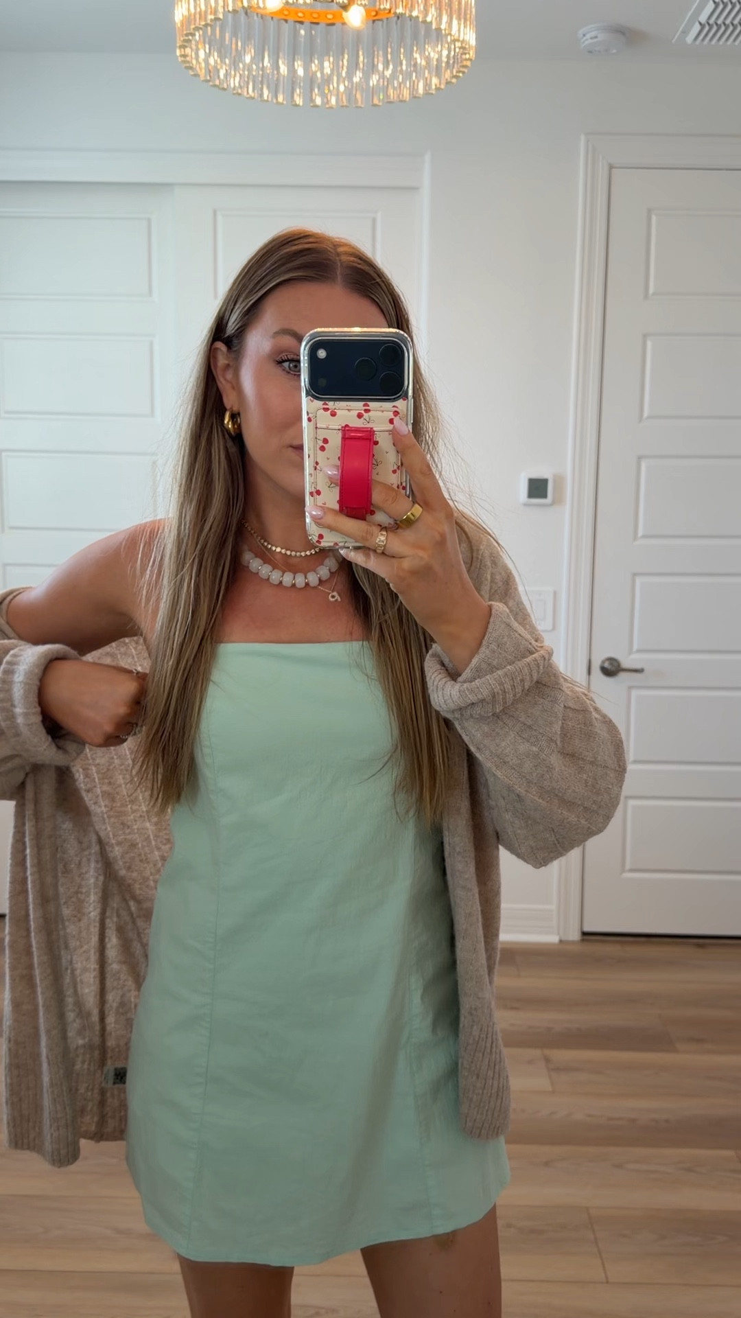 Today’s outfit! Wearing a small in the dress and cardigan 