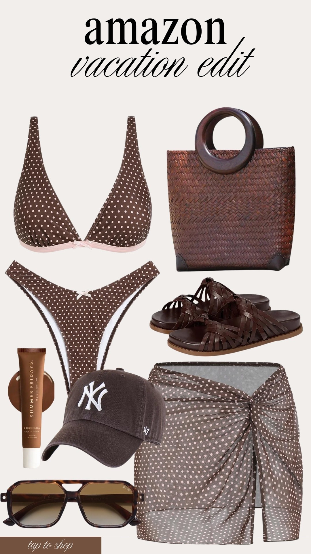 Brown is the new black: beach edition 🤎

Vacation outfits, beach day, pool day,  ootd, summer look, spring look

#LTKSeasonal #LTKootd #LTKSwim