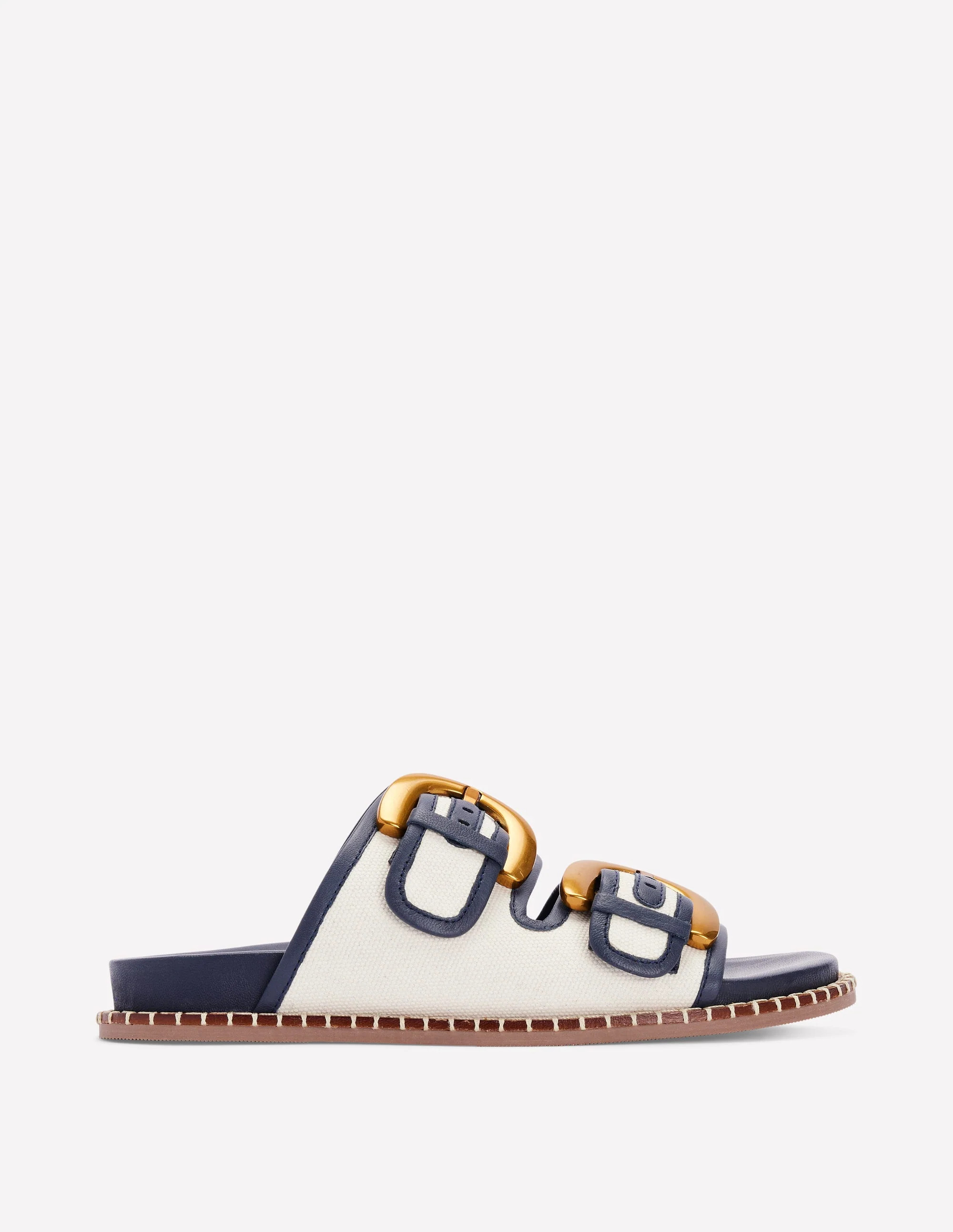 Alberta Footbed Sandal-Ivory/Navy | Boden UK