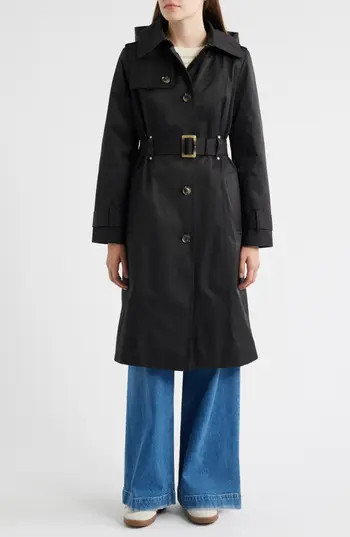 London Fog Double Breasted Trench Raincoat in Black at Nordstrom Rack, Size Small | Nordstrom Rack
