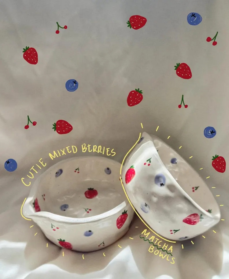 Matcha Bowls | Ceramic Matcha Bowl, Cute Pottery, Handmade Ceramics, Gifts, Custom Pottery, Cherr... | Etsy (US)