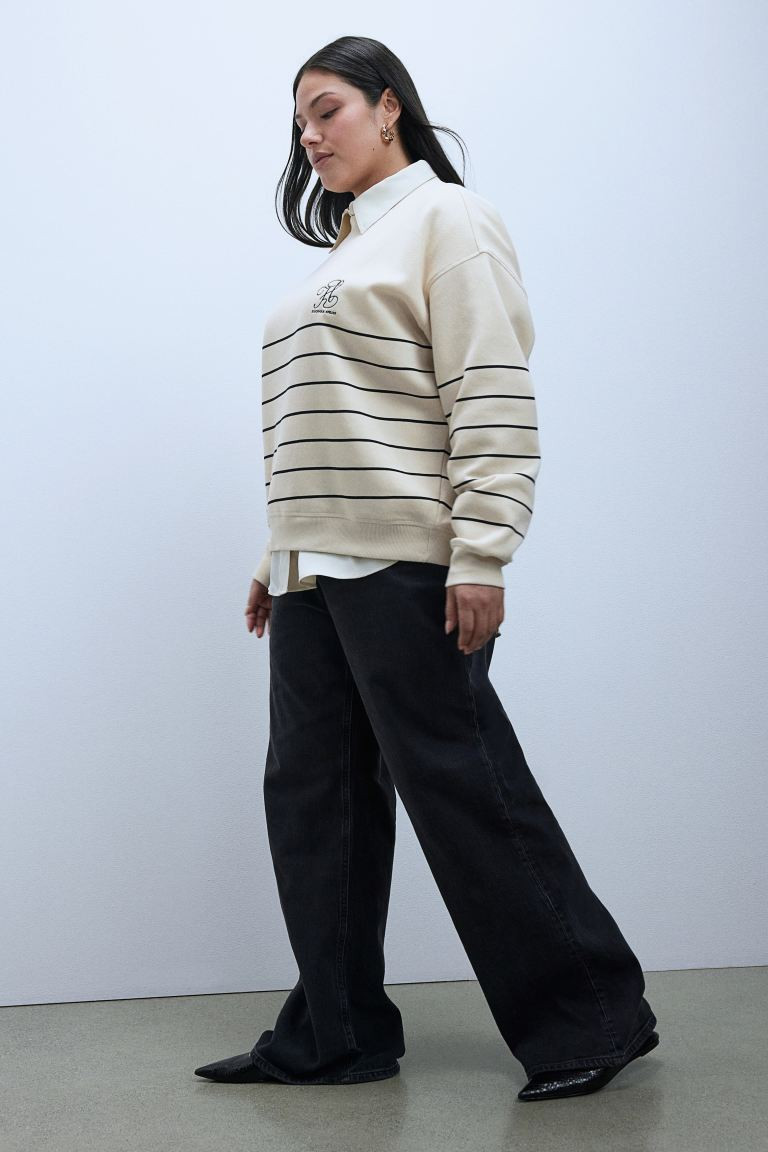 Sweatshirt - Cream/striped - Ladies | H&M US | H&M (US + CA)
