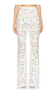 Nadine Merabi Velvet Lace Trousers in White from Revolve.com | Revolve Clothing (Global)