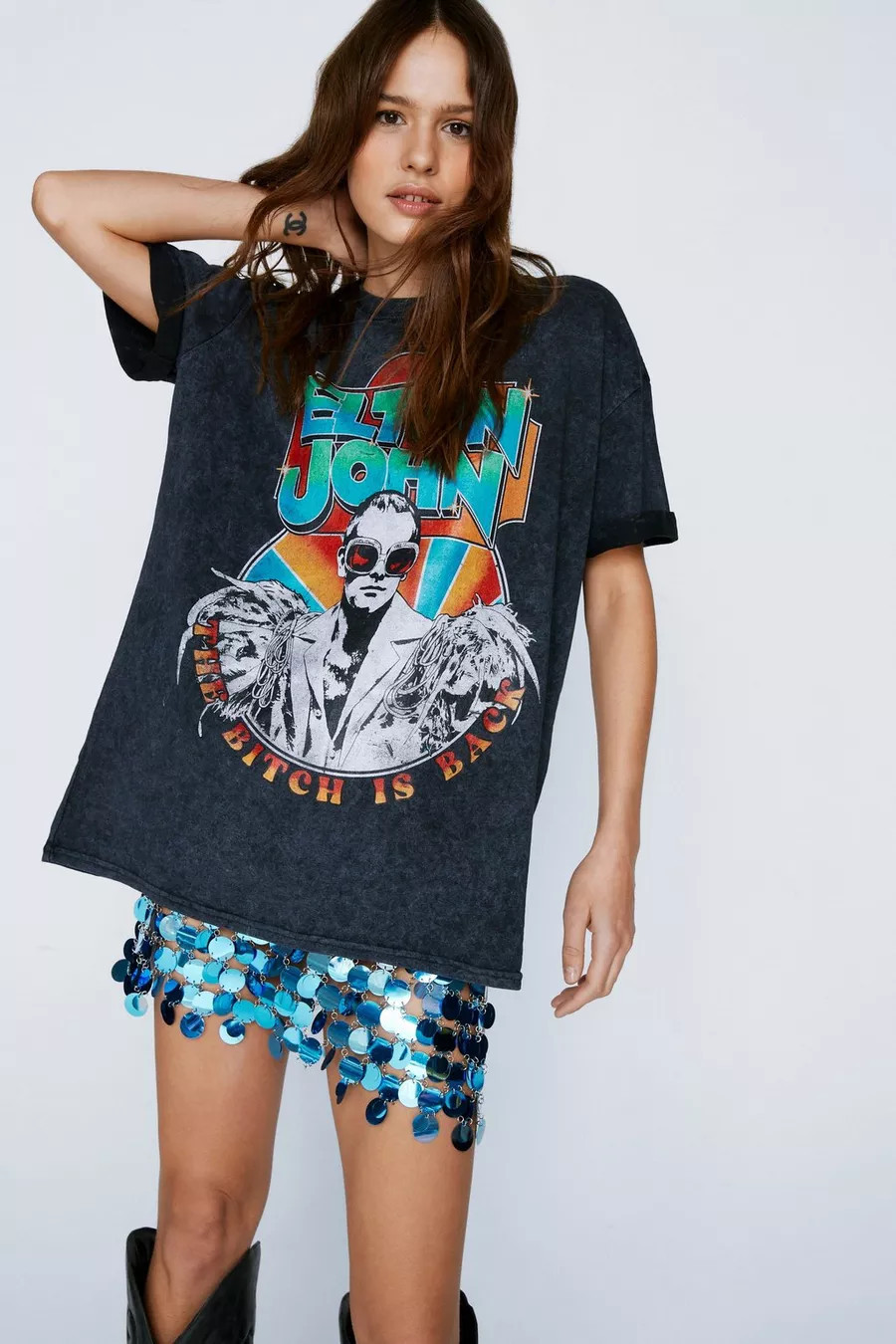 Elton John Acid Wash Graphic T-shirt | Nasty Gal UK (+IE)