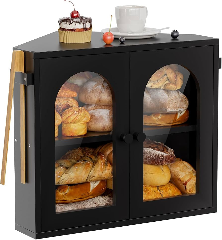 WOWLIVE 2 Tier Corner Bread Box for Kitchen Countertop with Acrylic Door | Amazon (US)
