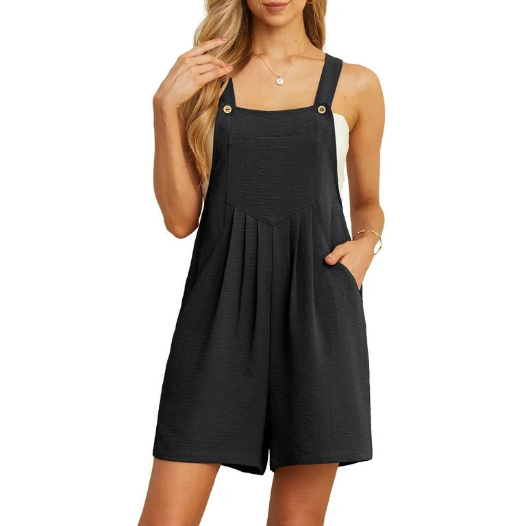 Cueply Women's Short Overalls Casual Summer Rompers Adjustable Strap Shorts Jumpsuit with Pockets... | Walmart (US)