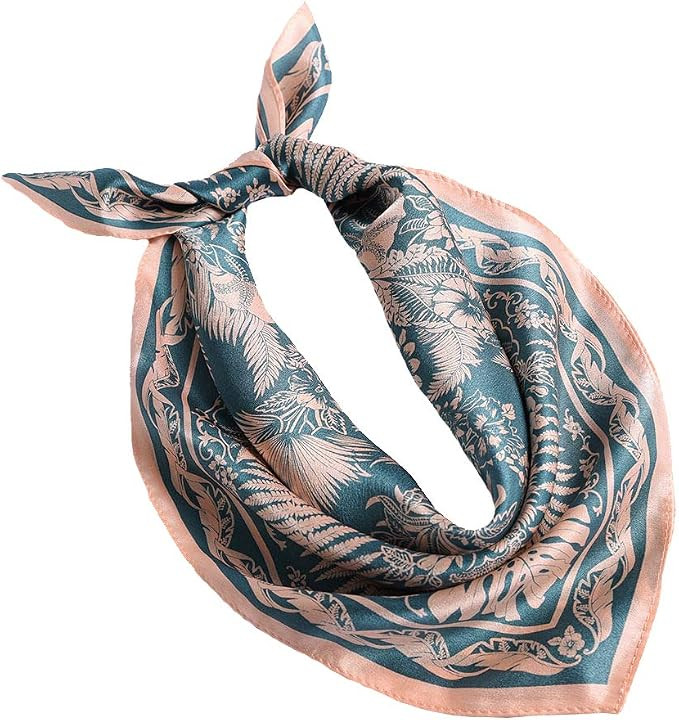 100% Mulberry Silk Scarf -Women 35" Square Hair Wraps-Gift Packed | Amazon (US)