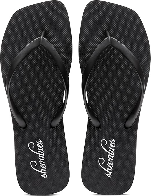 shevalues Women's Slim Square Toe Flip Flops Comfortable Summer Rubber Thong Sandals for Beach, S... | Amazon (US)