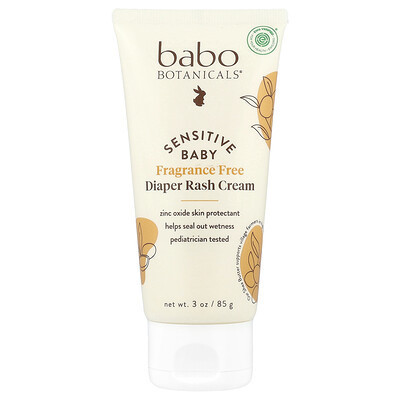 Babo Botanicals, Sensitive Baby, Diaper Rash Cream, Fragrance Free, 3 oz (85 g) | iHerb