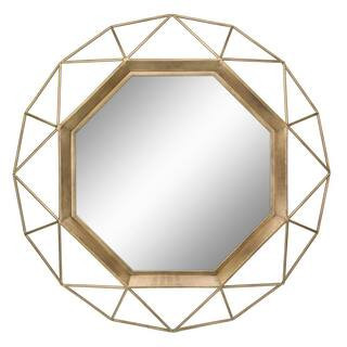 Medium Round Gold Art Deco Mirror (29.75 in. H x 29.75 in. W) | The Home Depot