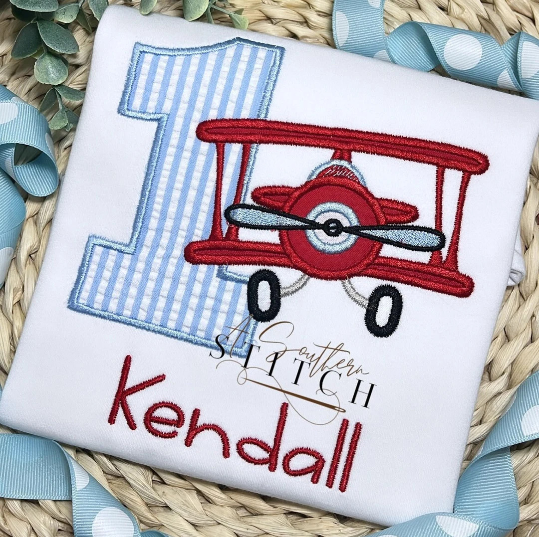 First Airplane Birthday Shirt | Time Flies | 1st Birthday Appliqué | Custom Birthday Shirt | Etsy (US)