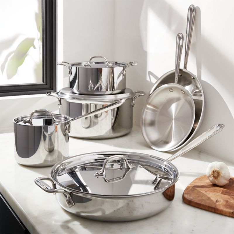 All-Clad d3 Stainless Steel 10-Piece Cookware Set + Reviews | Crate and Barrel | Crate & Barrel