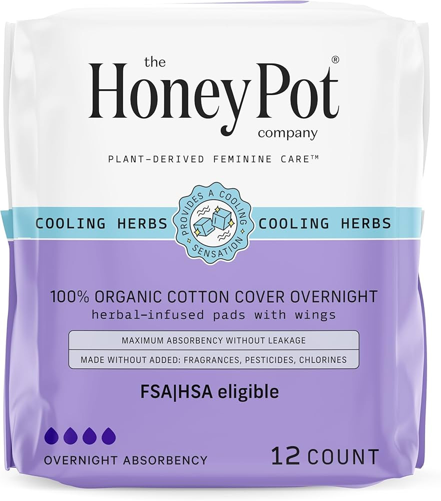 The Honey Pot Company - Herbal Pads for Women - Overnight Pads w/Wings - Infused w/Essential Oils... | Amazon (US)