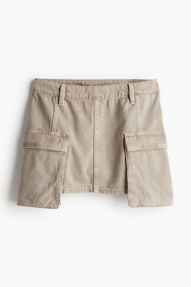 Cargo Mini Skirt - Regular waist - Mini - Taupe - Ladies | H&M CA | H&M (US + CA)