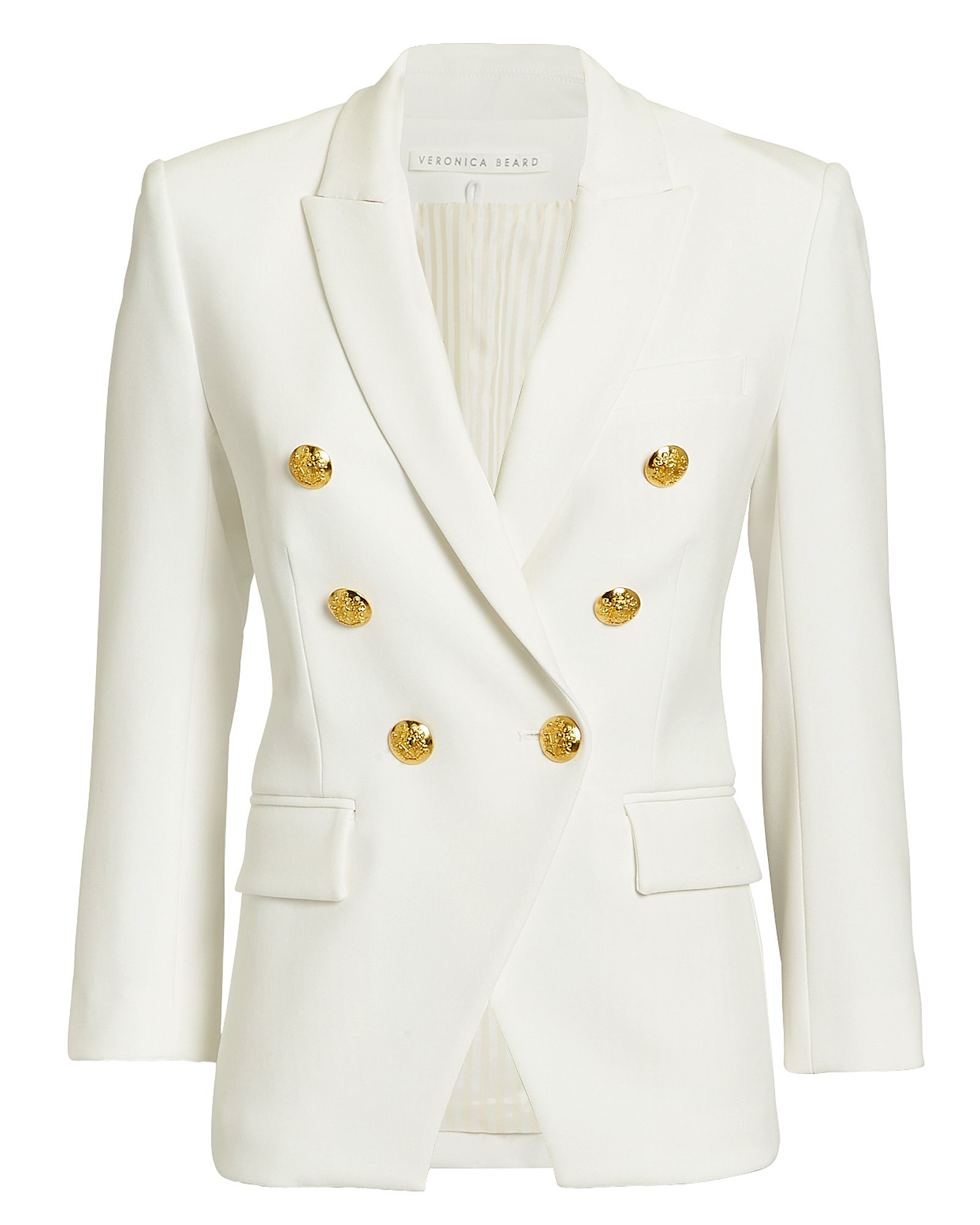 Veronica Beard Empire Double-Breasted Blazer, White 10 | INTERMIX